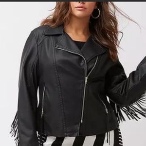 Lane Bryant Faux Leather Fringed Coat